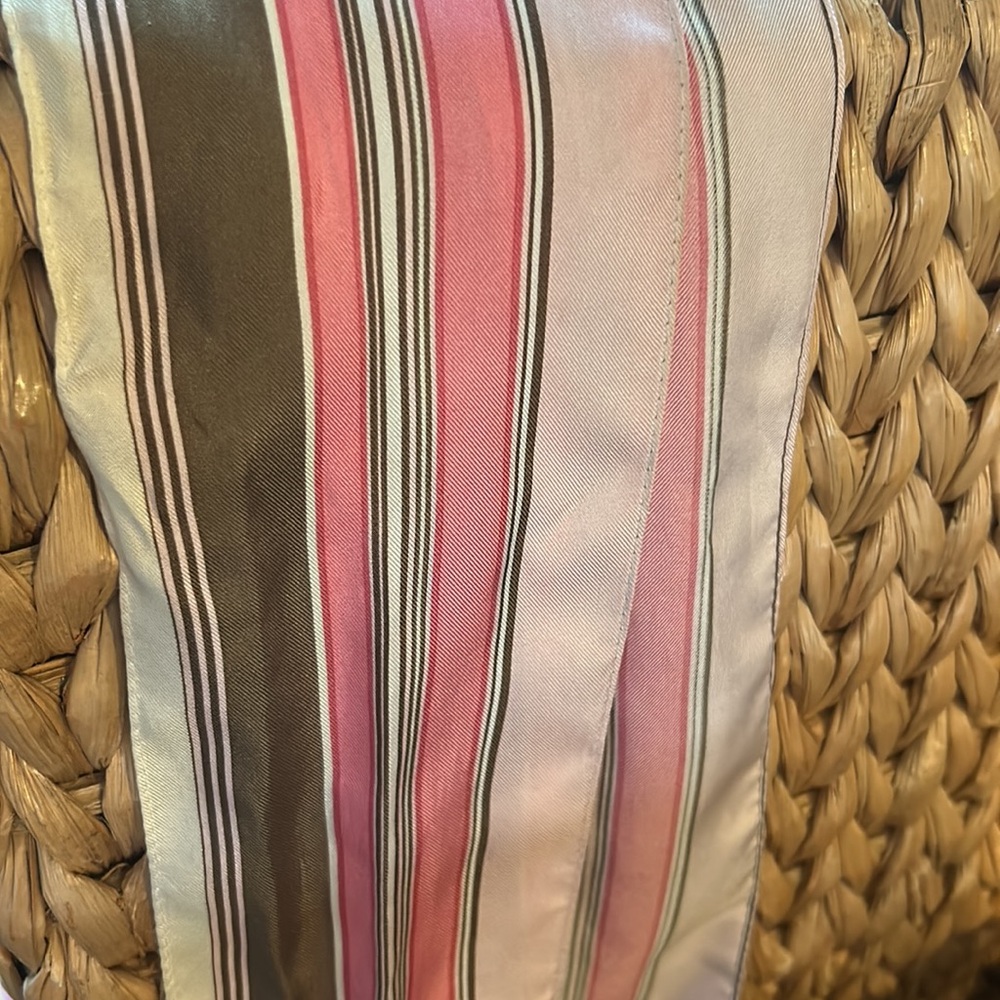 Pink brown and cream striped scarf